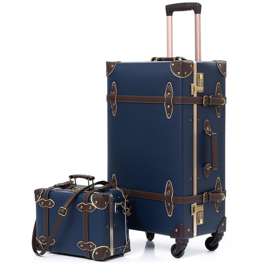 Urecity Vintage Blue Luggage Set - 2-Piece Travel Suitcase Set, PP+PVC Carry-on and Checked-in Suitcases, Silent 360° Spinner Wheels, 20-inch and 26-inch（2023 Upgrade）