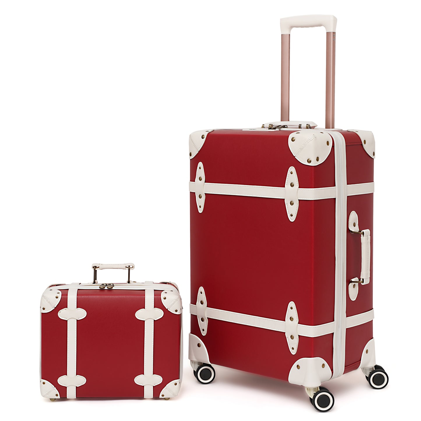 NZBZ Vintage Luggage Set Carry On Cute Suitcase with Rolling Spinner Wheels and Tsa Lock Retro Trunk luggage 2 pieces