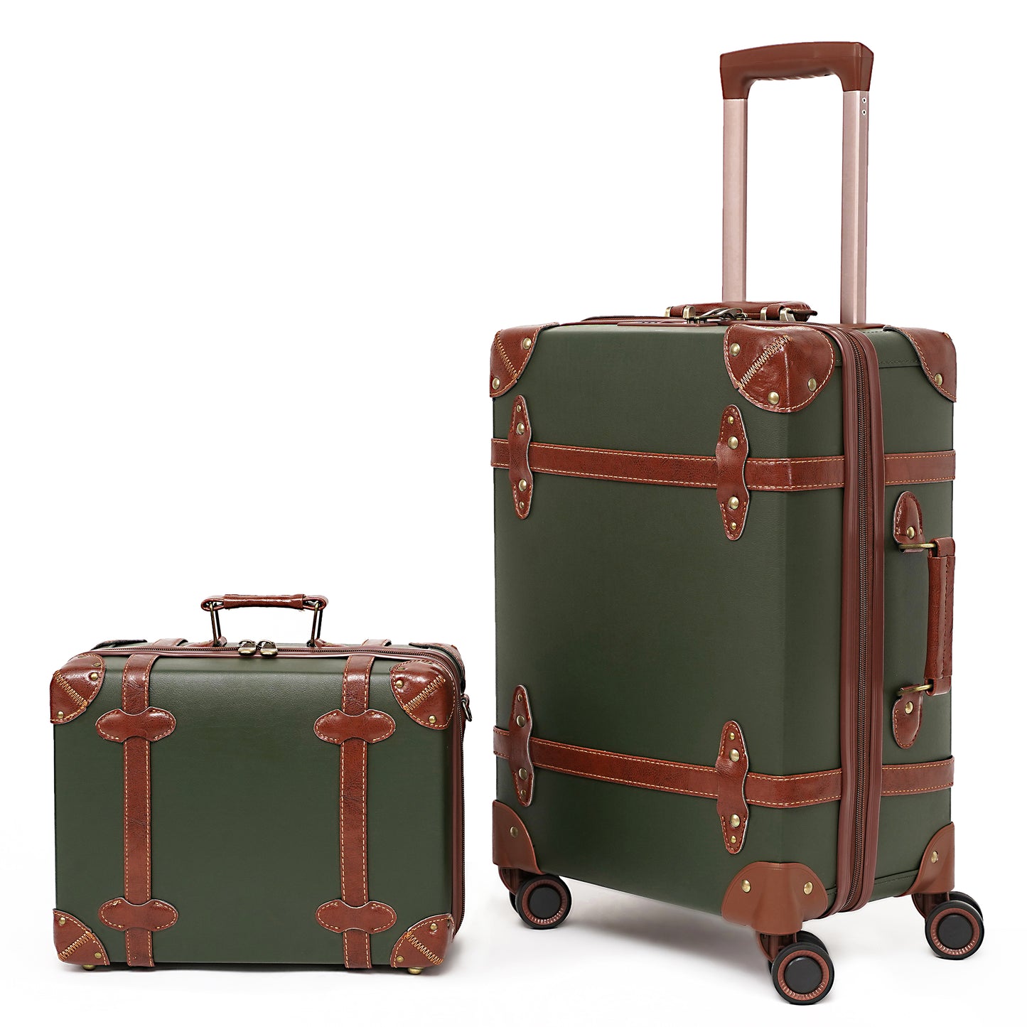 NZBZ Vintage Luggage Set Carry On Cute Suitcase with Rolling Spinner Wheels and Tsa Lock Retro Trunk luggage 2 pieces