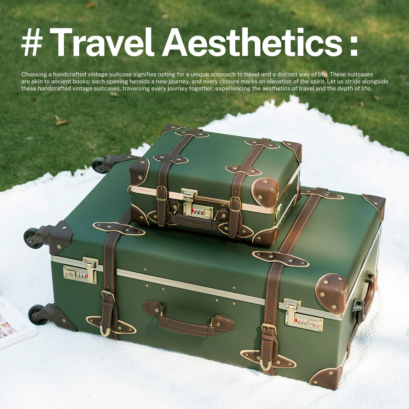 Valise vintage Urecity avec valise de char 4 roues Martinique Valise vintage Urecity avec valise de char 4 roues Martinique