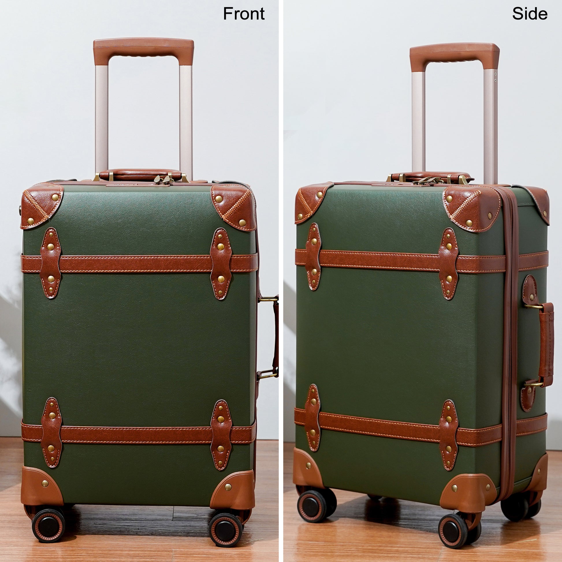 COTRUNKAGE Vintage Checked Luggage Sets 2 Piece TSA Lock Suitcase